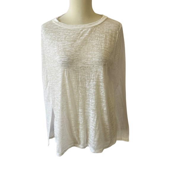 ENZA COSTA BURNOUT TEE LONG SLEEVES CREWNECK CAPSULE CLASSIC CHIC VERSATILE - Picture 2 of 11